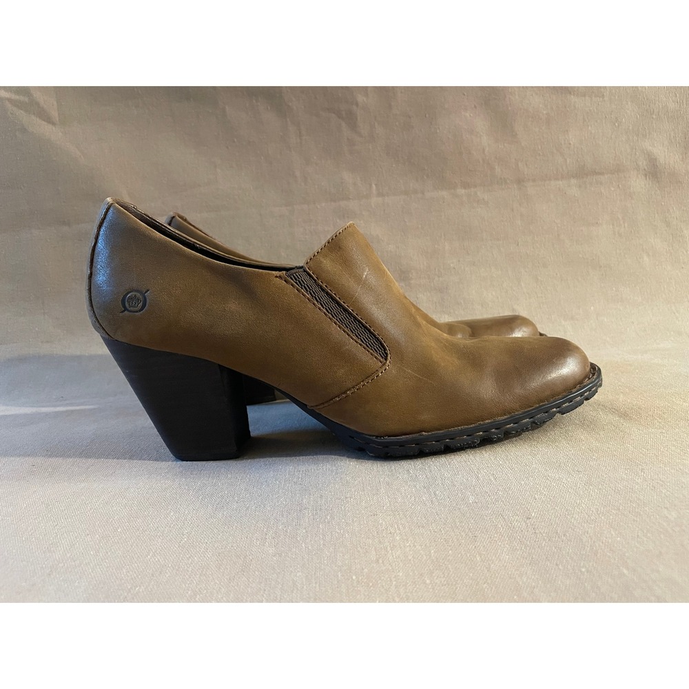 Born Gertrude Ankle Boots Women's Size 10 Leather Slip On Block Heel